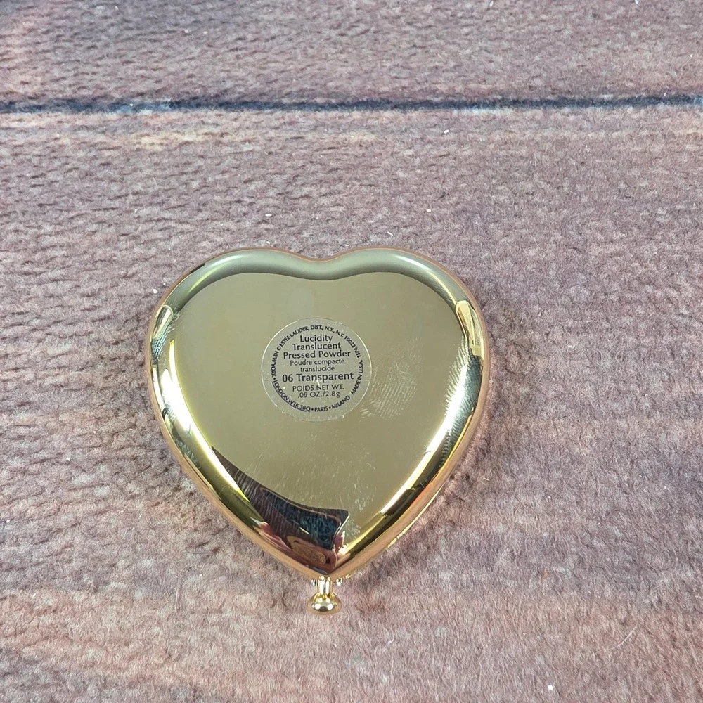 Estee Lauder Lucidity Powder Compact Womens Gold Excellent Heart Cabochon 2011